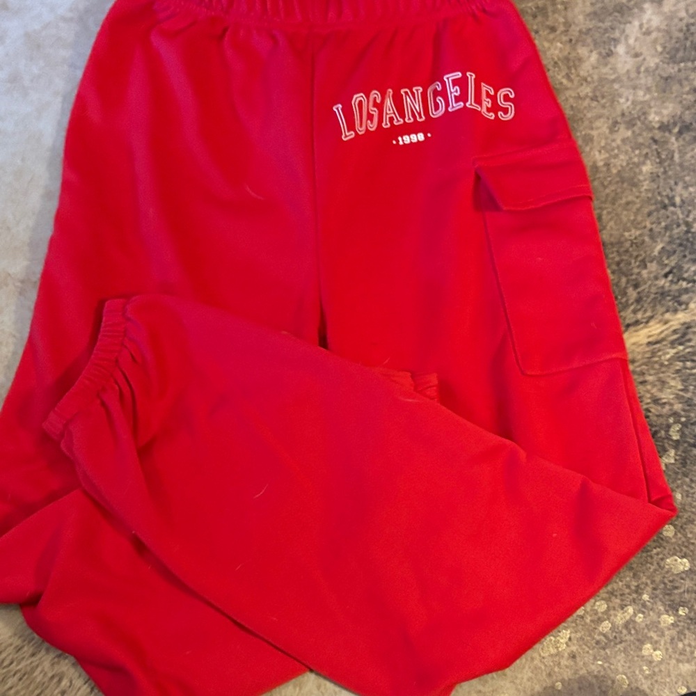 SHEIN Red Kids Joggers with Los Angeles Design